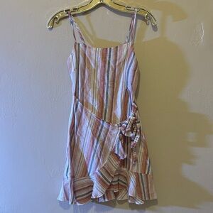 Multicolor Striped Dress with Bow Accent